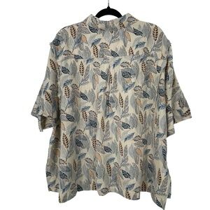 Easel #ET13859 Women's Floral Opaque Printed Collared Short Sleeves Shirt Size L